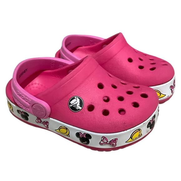 CROCS Girls Pink with Minnie Perforated Design Size 4 - Picture 1 of 6